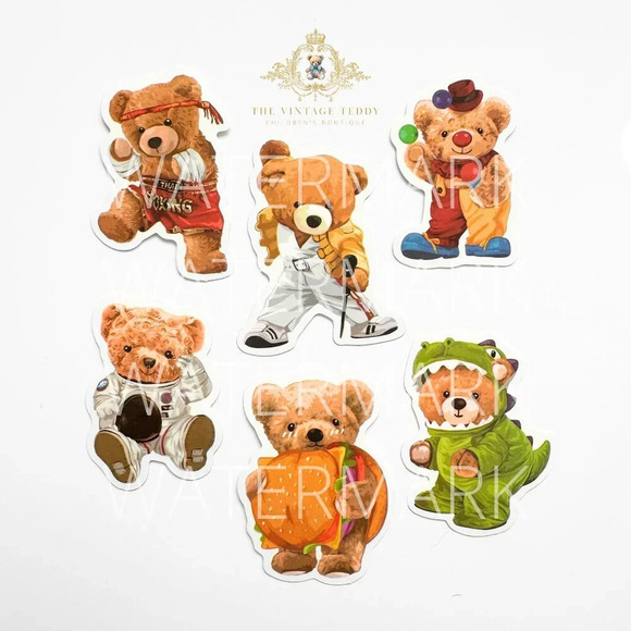 NEW Cute Kids Custom Teddy Bear Characters Kiss Cut Stickers Set of 6 Cosplay - Picture 2 of 2